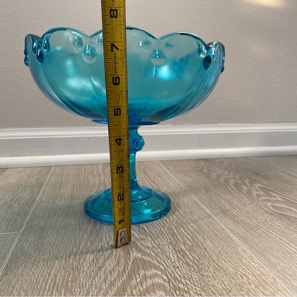 Vintage Indiana Glass Teal Blue Garland Bowl Dish Decorative Scalloped Edge - Picture 4 of 5